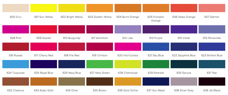 Jacquard Acid Dye Chart